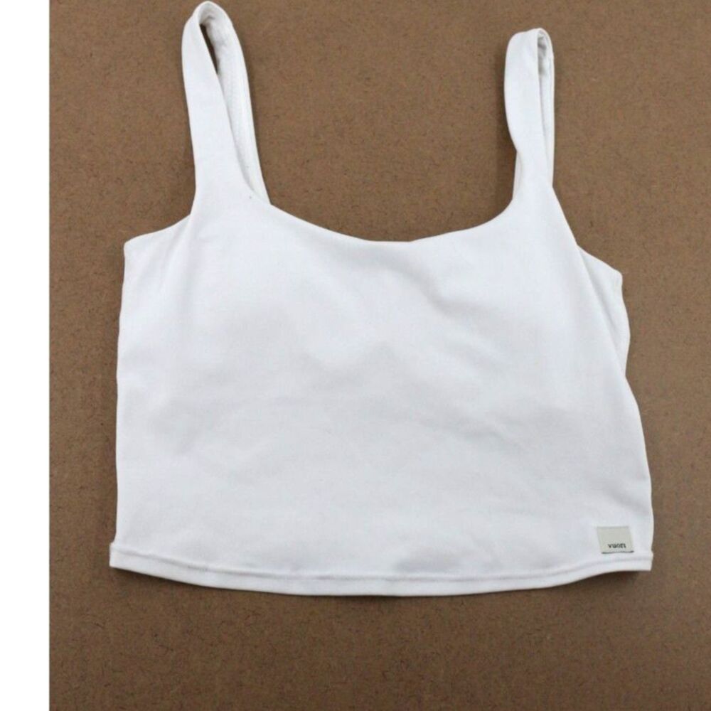 Vuori Womens Daily Crop Tank Top Size Small White Medium Support Built in Bra